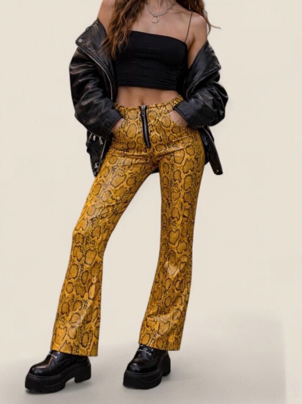 Ragged Priest Snake Print Faux Leather Pants | small Y2K